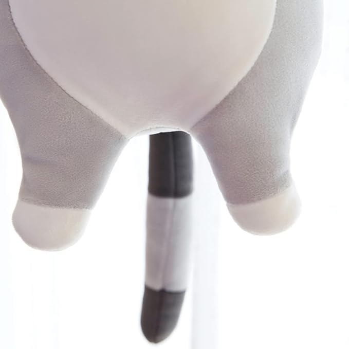 Long Gray Cat Plush Pillow Toy Sleeping Pillow Cute Cartoon Cat Stuffed Animals Soft Long Body Pillow Gift for Kids(19.68in)