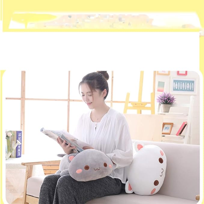 Cute Kitten Plush Toy Stuffed Animal Pet Kitty Soft Anime Cat Plush Pillow, Plush Cat Doll Soft Stuffed Kitten Pillow Doll Toyfor Kids (White)