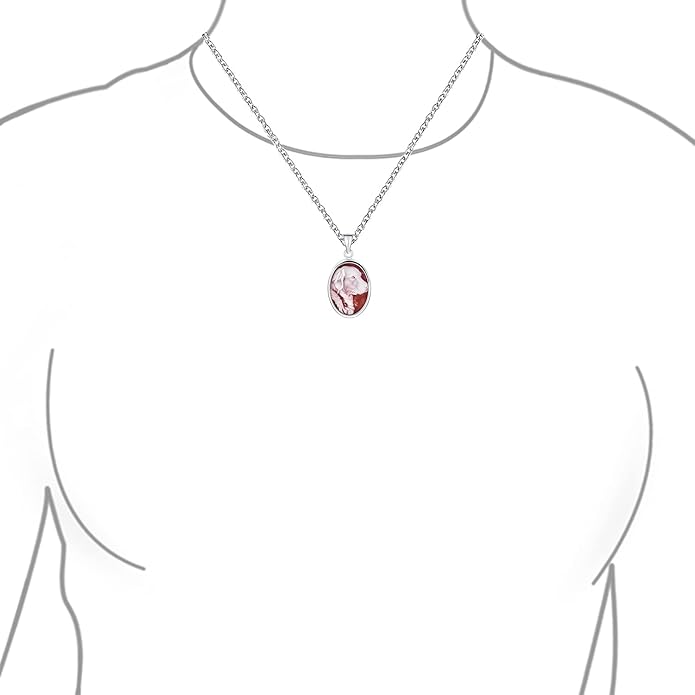 Customizable Personalize Vintage Antique Style BFF Best Friends Puppy Brown White Black Dog Kitty Cat Portrait Blue White Oval Cameo Pendant Necklace For Women Teen .925 Sterling Silver