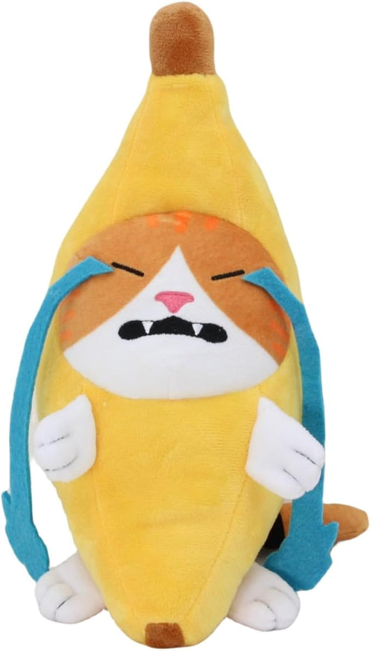 Crying Banana Cat Plush Toy, Sad Banana Cat Stuffed Animal, Cute Yellow Kitty Fruit Plushie Pillow Doll