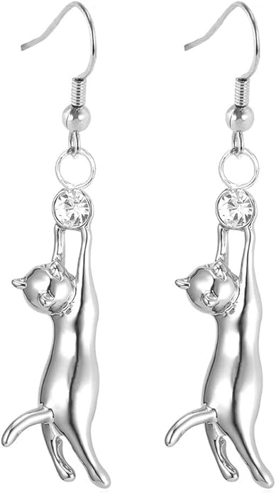 U7 Cute Cat Ear Pendant Platinum/18K Gold Plated Drop Earrings With Rhinestone