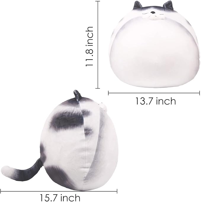 ARELUX 11.8In High Chubby Cat Plush Pillow, Cute Fat Kitty Cat Stuffed Animal Soft Kitten Adorable Hugging Pillow Anime Plushies,Funny Toy Birthday for Adults Friends
