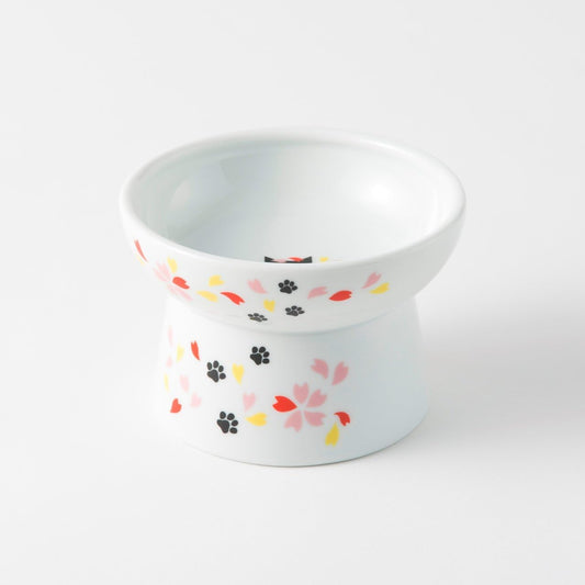 Necoichi Elevated Cat Food Bowl Prevent Neck & Whisker Fatigue, Dishwasher and Microwave Safe, No.1 Seller in Japan! (Sakura, Regular)