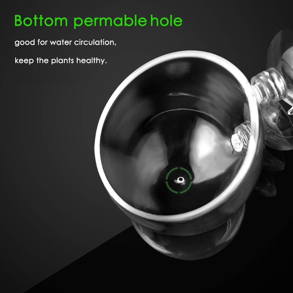 capetsma Aquarium Plant Pot, Glass Fish Tank Plants Holder Aquarium Planter, Aquarium Decoration Plants Cup with 2 Suction Cups for Fish Tank Aquarium Decor Ornament - 1 Pack…