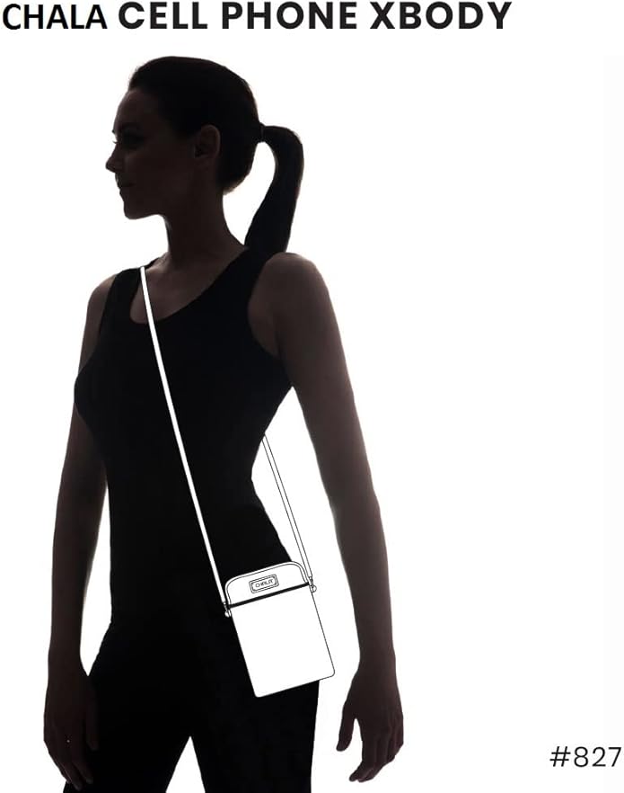 CHALA Cell Phone Crossbody Purse-Women PU Leather/Canvas Multicolor Handbag with Adjustable Strap