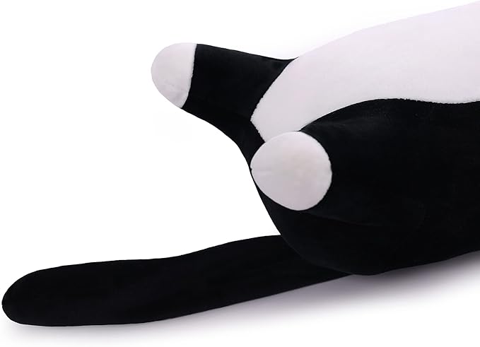 Cat Stuffed Animal Soft Plush Pillow Cute Cat Body Pillow, Long Stuffed Cat Plush Cat Stuffed Animal Toy Kitten Long Throw Pillow Gift for Kids Girlfriend(70CM,Black)