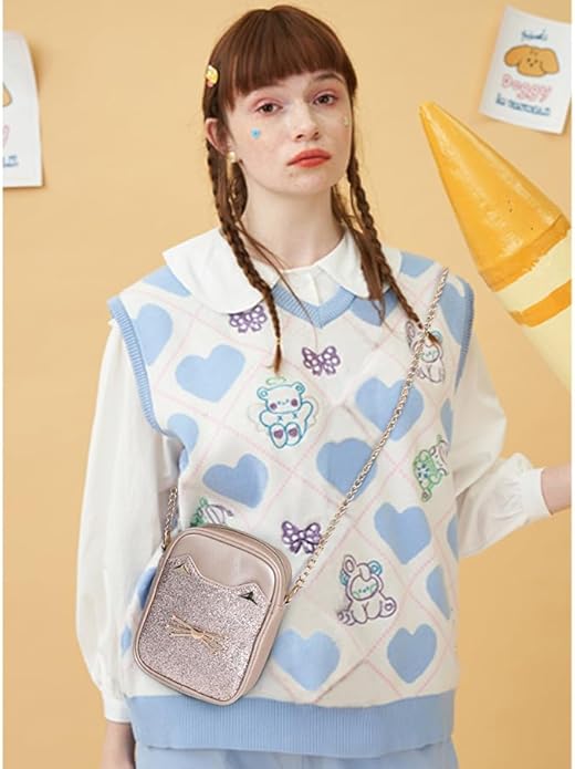 Cute Crossbody Purse for Teen Girls Sparkly Cat Purse and Small Crossbody Bags for Women Gift with Chain Strap