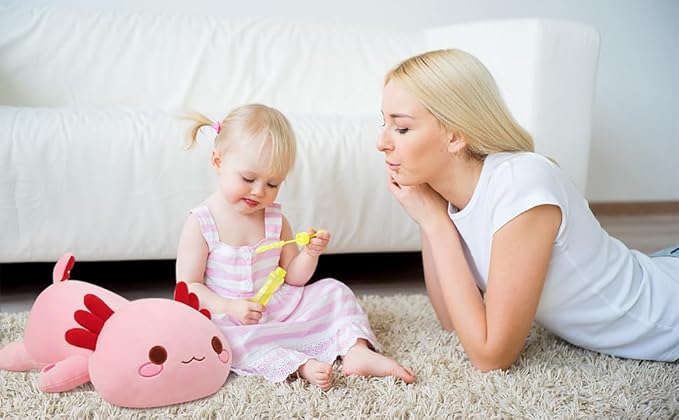 Cute Pink Axolotl Plush Pillow Toy - Soft Stuffed Animal, Kawaii Plushie, 30CM/11.8Inch