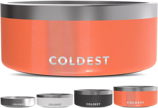 Coldest Dog Bowl - Anti Rust Metal, Non Slip, 3 Layers Insulated Stainless Steel Dog Bowls - Spill Proof & Heavy Duty - Water Bowl for Dogs, Cats & Pets, Dish Washer Safe (100 oz, Candy Red Glitter)