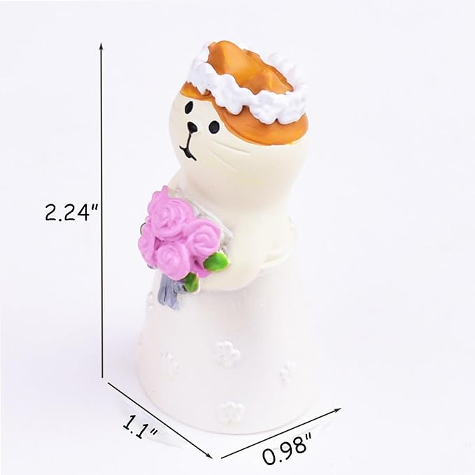 Miniatures Cat Figurines Mini Resin Cats Cute Desk Decor Wedding Cat Groom Bride