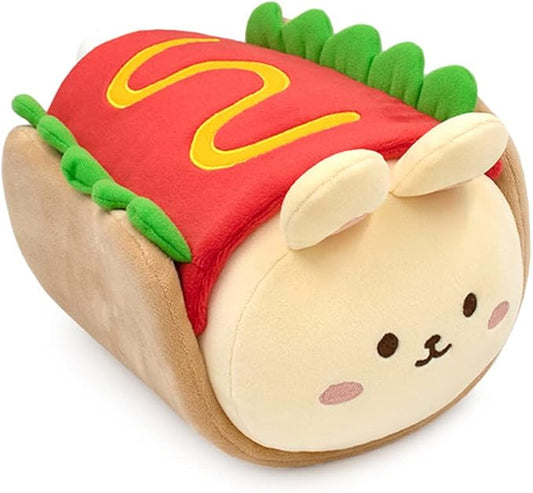 Anirollz Stuffed Animal Plush Toy - Official Roll Blanket Outfitz Doll |Soft, Squishy, Warm, Cute, Comfort, Safe| Hot Dog Pillow with Bunny - Birthday Decorations Gift 12" Bunniroll