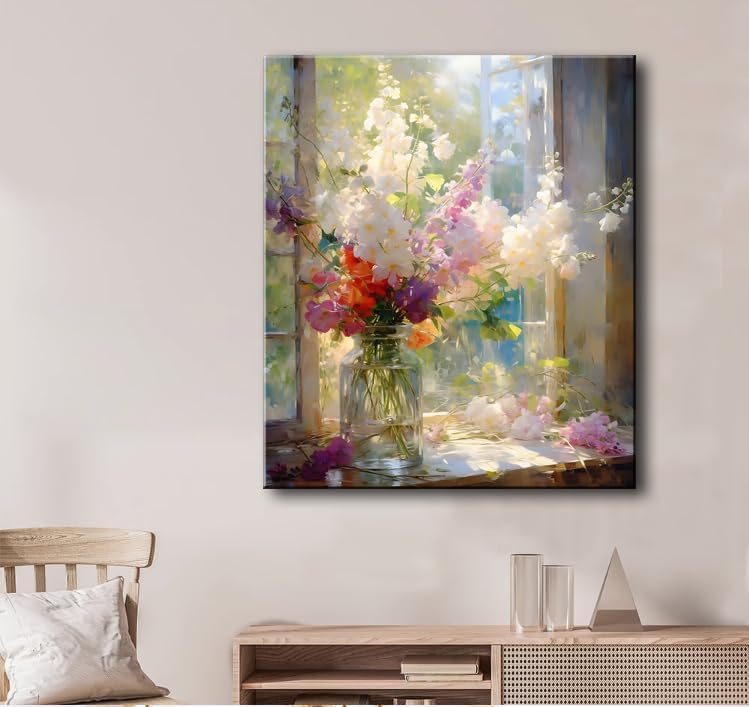 weiyiart Colorful Floral Bathroom Wall Art, Watercolor Flower Canvas Wall Decor, Farmhouse Nature Aesthetic Botanical picture Print Modern Printing Artwork for Office Living Room Girls Bedroom 16X24