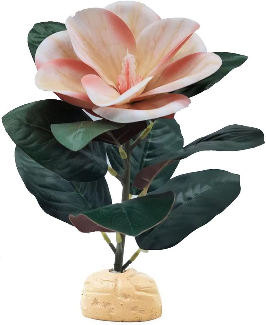 Reptile Plants Terrarium Reptile Tank Decorations for Bearded Dragon Lizard Snake Geckos Chameleon Amphibian Habitat Terrarium Decor (Pink)