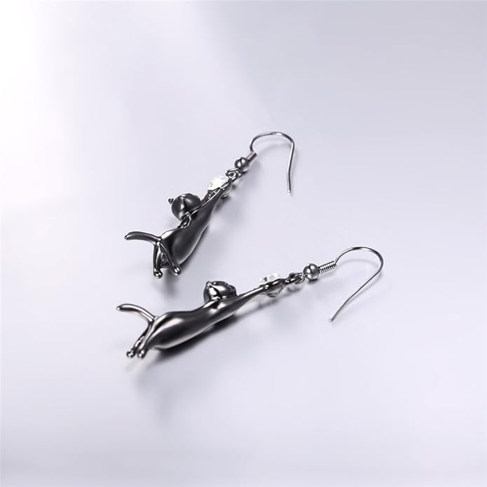 U7 Cute Cat Ear Pendant Platinum/18K Gold Plated Drop Earrings With Rhinestone