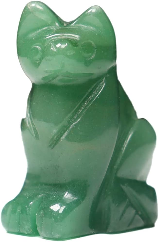 Gemstone Cat Stone 1PC, 1.5 Inches Hand Carved Crystal Cat Animal Figurine Natural Healing Crystal Sitting Cat Lucky Kitten Statues for Home Decor, Gift