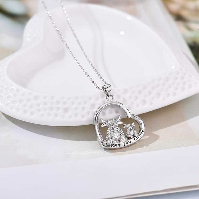 Penguin/Elephant/Frog Mushroom/Cat/Fox/Highland Cow/Axolotl/Yorkie Necklace Jewelry for Women Birthday Christmas Gifts