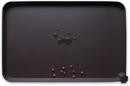 Hoki Found X-Large Silicone Non-Slip Pet Feeding Mats - Waterproof, Ideal for Dogs, Cats & Carpets - Dark Oak