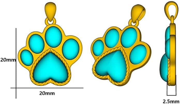 Paw Print Necklace 925 Sterling Silver with Genuine Turquoise/Larimar Dog Cat Kitten Puppy Footprint Pendant Animal Jewelry Gifts for Women Pet Lover