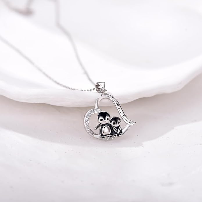 Penguin/Elephant/Frog Mushroom/Cat/Fox/Highland Cow/Axolotl/Yorkie Necklace Jewelry for Women Birthday Christmas Gifts