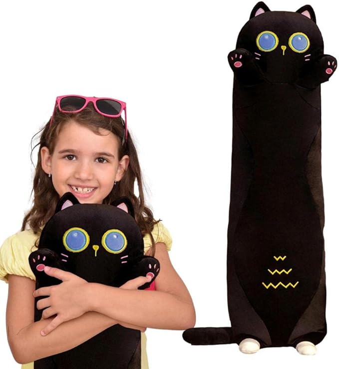 Cat Plush Body Pillow, 51.2 inch Long Cat Pillow Cute Stuffed Animals Soft Plushies Doll Toys Kawaii Gift for Kids Girlfriend