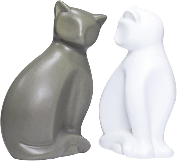 ECYC Minimalist Ceramic Lucky Cat Statue Living Room Desk Animal Figurine Decoration, DeepGrey