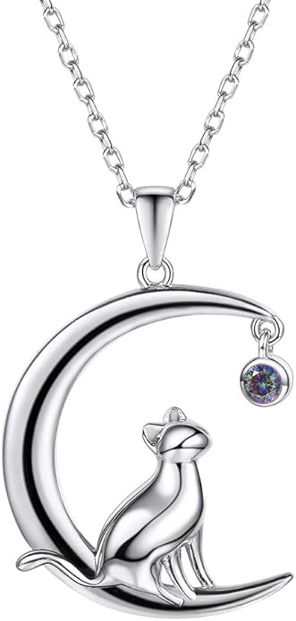SILVERCUTE Cat Necklaces for Cat Lovers Sterling Silver Womens Jewelry S925 Kitten Pendant Cat Collarbone Necklace