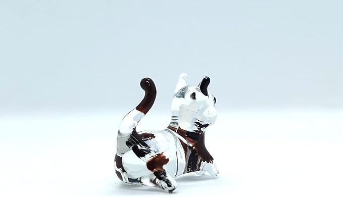 Cat Tiny Micro Figurines Blown Glass Art Animals Hand Painted Collectible Gift Decorate (Calico Cat)