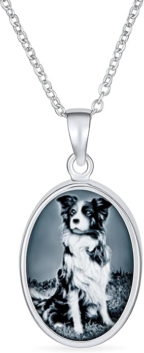 Customizable Personalize Vintage Antique Style BFF Best Friends Puppy Brown White Black Dog Kitty Cat Portrait Blue White Oval Cameo Pendant Necklace For Women Teen .925 Sterling Silver