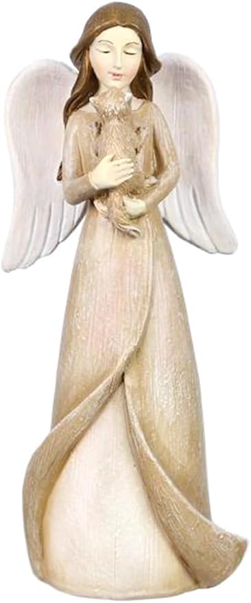 The Bridge Collection 5" Angel and Cat Figurine - Rustic Angel Figure for Cat Lovers - Angel Holding Kitten Statue for Pet Memorial Gift