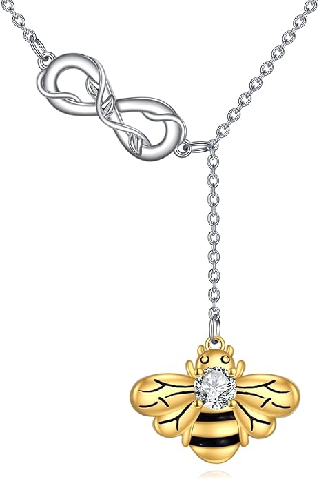 LUHE Bee/Cat/Wolf/Horse Gifts Necklace Sterling Silver Women Y-Necklace Pendant Necklace Jewelry for Teen Girls