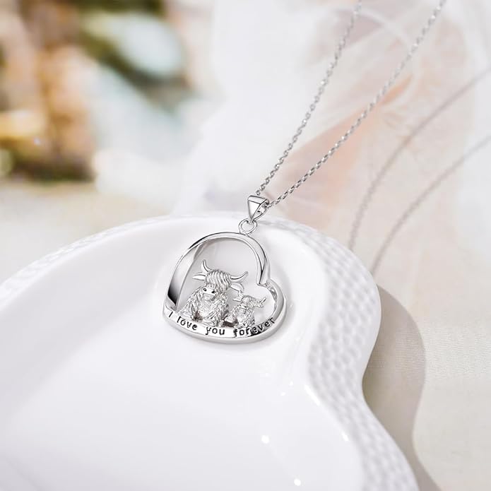 Penguin/Elephant/Frog Mushroom/Cat/Fox/Highland Cow/Axolotl/Yorkie Necklace Jewelry for Women Birthday Christmas Gifts