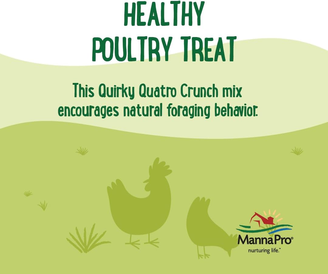Manna Pro Farmhouse Favorites Quirky Quatro Crunch – 100% Natural Protein Treat for Mixed Flocks – Blend of Black Solider Fly Larvae, Mealworms, Beetles & Shrimp – 2lb