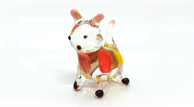 Cat Tiny Micro Figurines Blown Glass Art Animals Hand Painted Collectible Gift Decorate (Brown Calico)