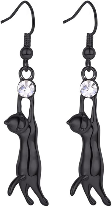 U7 Cute Cat Ear Pendant Platinum/18K Gold Plated Drop Earrings With Rhinestone