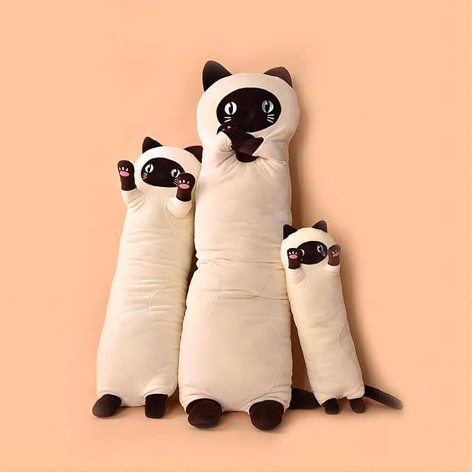 Long Cat Plush Pillow Soft Body Pillow, Stuffed Animal Cotton Kitten Sleeping Throw Gift for Kids Girlfriend(110CM,Beige), 110cm/43.3inch