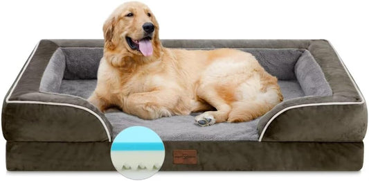 Comfort Expression Orthopedic Memory Foam Dog Beds, XL Dog Beds for Extra Large Dogs, Washable Dogs Beds with Removable Cover, Waterproof Pet Sofa Couch with Bolster(X-Large,Olive Green)