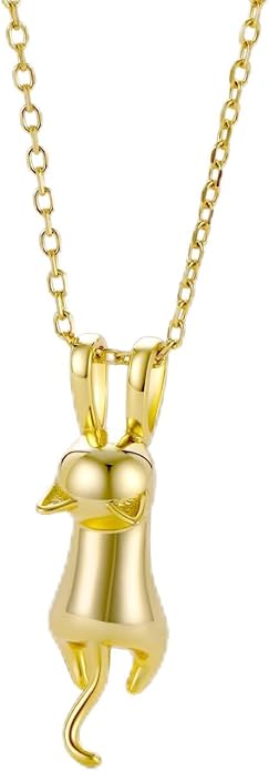 SILVERCUTE Cat Necklaces for Cat Lovers Sterling Silver Womens Jewelry S925 Kitten Pendant Cat Collarbone Necklace