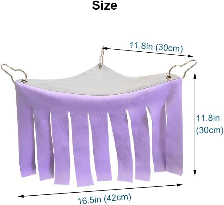 RIOUSSI Guinea Pig Hideout Hideaway Corner Fleece Toys Cage Accessories with Reversible Sides, Heart/Gray-Purple