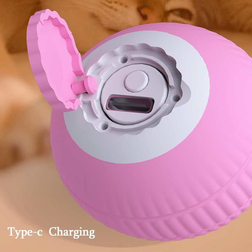 Smart LED Cat Toy - Electric Self-Rolling Interactive Teaser Ball, Small Pet Exercise & Activity (Pink)