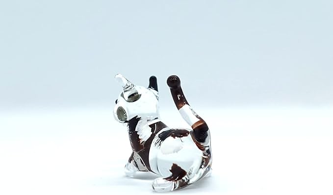 Cat Tiny Micro Figurines Blown Glass Art Animals Hand Painted Collectible Gift Decorate (Calico Cat)