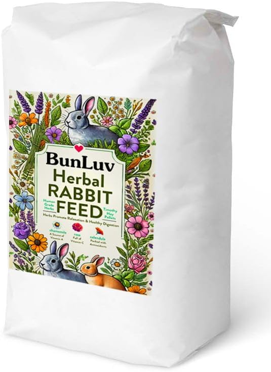 Pampered Chicken Mama Herbal Rabbit Feed 25 LB Bag: Premium Rabbit Food Made with Timothy Hay & Organic Herbs