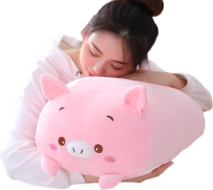 Cute Plush Pig Stuffed Squishy Animal Pig Cylindrical Body Pig Pillow,Super Soft Pig Hugging Toy Pillow Kids Kawaii Sleeping Pig Pillow Gifts for Bedding Decor or Home Decor 24-Inch