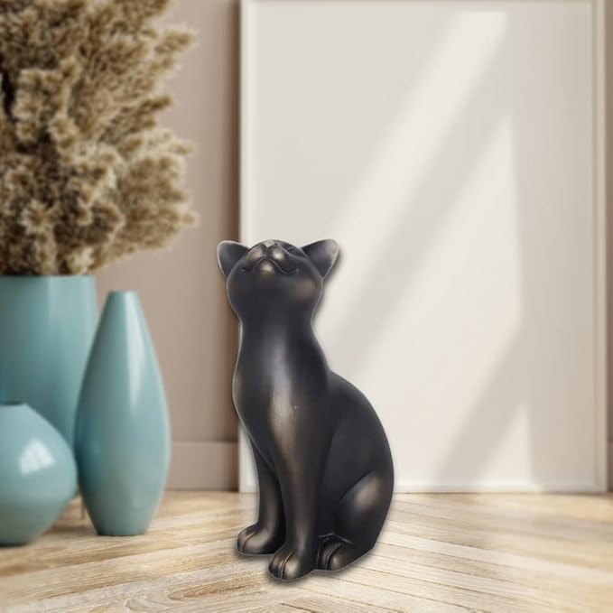 Comfy Hour Farmhouse Collection 9" Polyresin Standing Cat Decoration, Black
