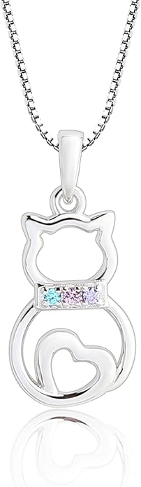 Cherished Moments Girl's Sterling Silver Cat Necklace Gift for Cat Lovers, Toddlers, Kids, Teens, and Women
