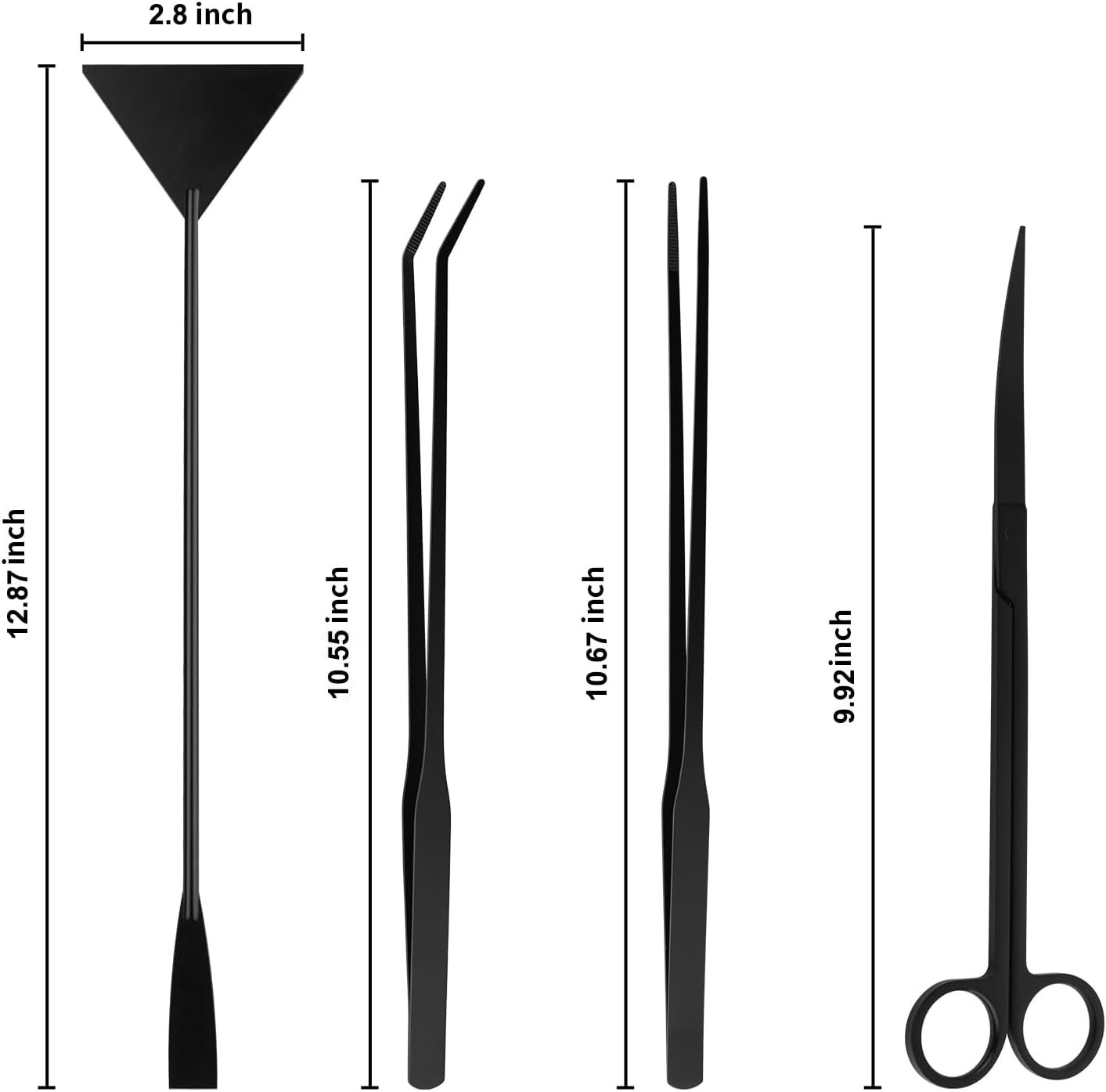 Tifanso Aquarium Aquascape Tools Kit - 4 in 1 Terrarium Decor Supplies with Long Tweezers Feeding Tongs, Aquarium Scissors, Algae Scraper, Live Fish Plants Tank Accessories Cleaning Trimming Kit
