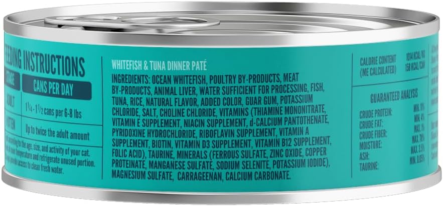 A Strong Heart Canned Wet Cat Food, Whitefish & Tuna Dinner Paté - 5.5 oz Cans (Pack of 24), Made in The USA with Real Ocean Whitefish & Tuna