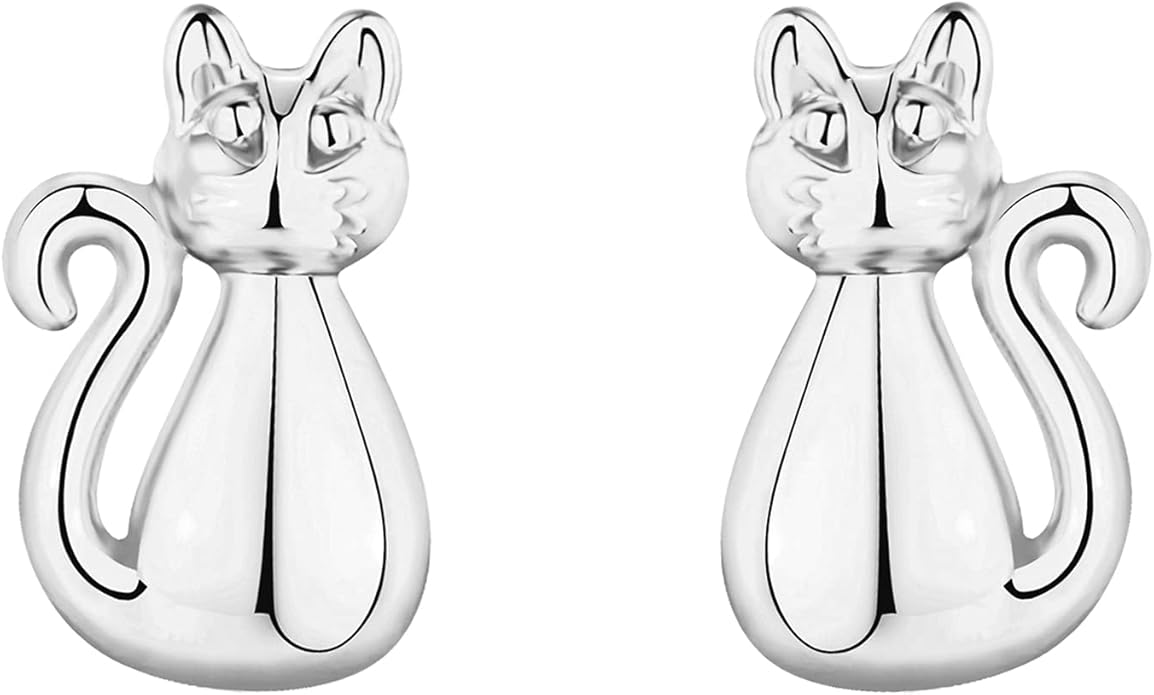 PAVOI 14K Gold Plated Sterling Silver Bar, Dot, Heart, Triangle, Star, Cat | Dainty Earrings for Women