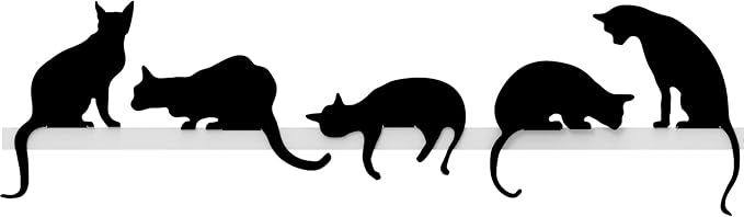 Cat Figurine for Home Decorations and Living Room Decorations - Funny Cat Stuff for Cat Lovers - Metal Cat Decorations, Cat Statue for Shelf Decor - Cat's Meow Cats Figurines Set of 5, Black Cat Decor