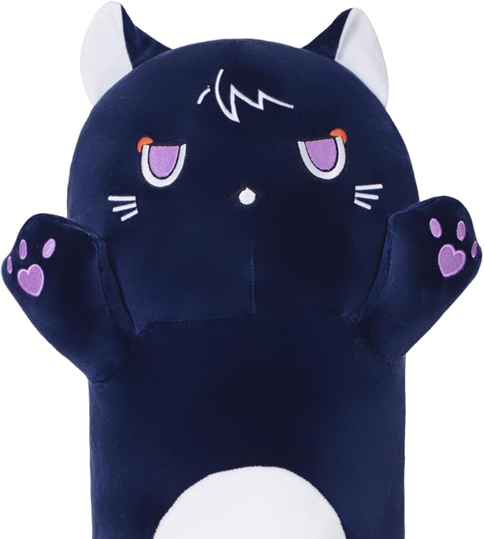 Soft Plush Cat Pillow, Cute Kitten Plush for Kids (Purple, 70cm/27.5inch)