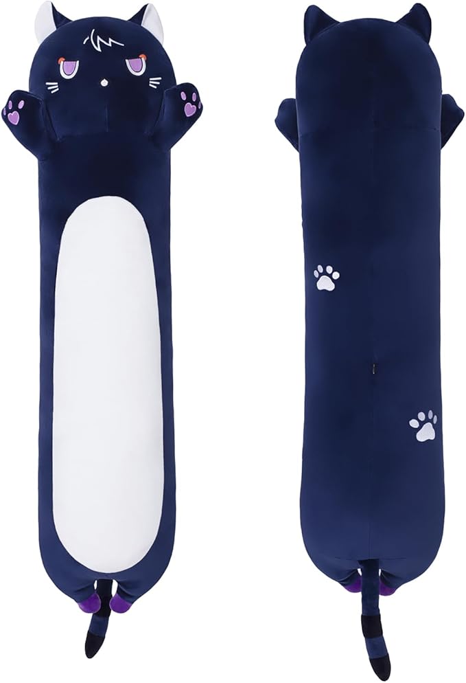 Cat Stuffed Animal Soft Long Plush Cat Pillow Cute Cat Long Stuffed Animals Soft Cat Plushies, Purple Kitten Plush for Kids Girlfriend(50cm/19.6inch)